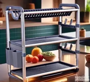 Aluminum and Plastic 3-Tier Dish Drying Rack