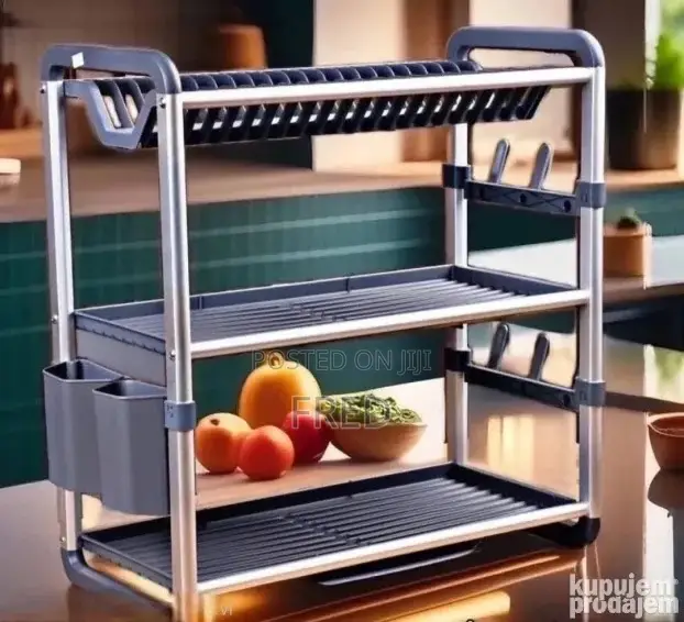 Aluminum and Plastic 3-Tier Dish Drying Rack