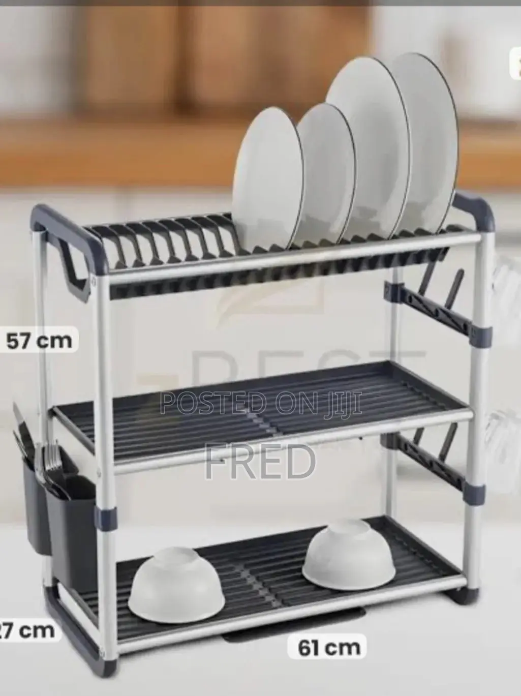 Aluminum and Plastic 3-Tier Dish Drying Rack