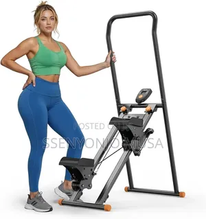 Foldable Vertical Climber Stair Stepper With Adjustable Handlebars