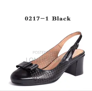 Women's Perforated Bow Slingback Block Heel Pumps