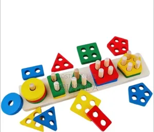 Kids Wooden Shape Sorter and Stacking Toy