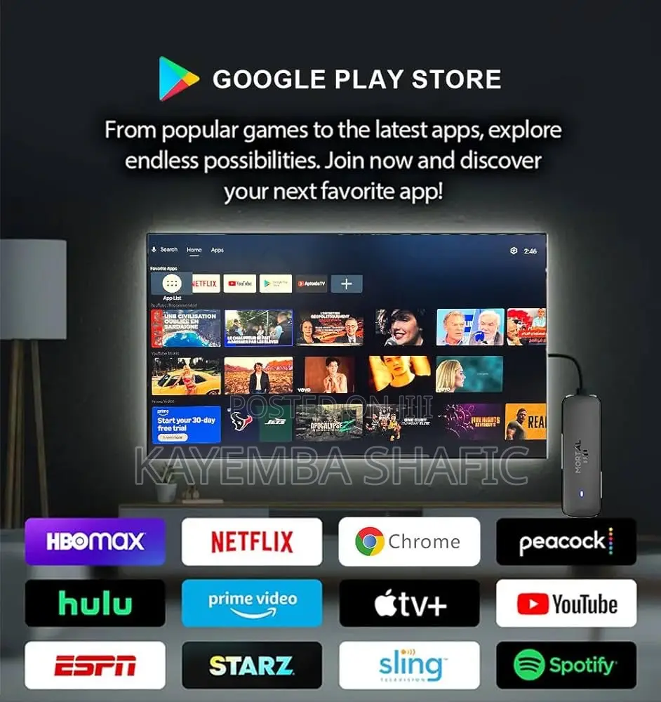 Smart Android Media Streaming Tv Stick Player With Remote Control