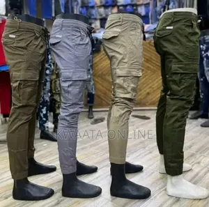 Men’S Premium Tapered Cargo Pants Stretch Cotton | Multi Pocket