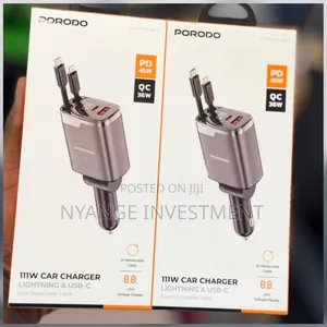 Porodo 111w Car Charger With Retractable Cables. Car Charger