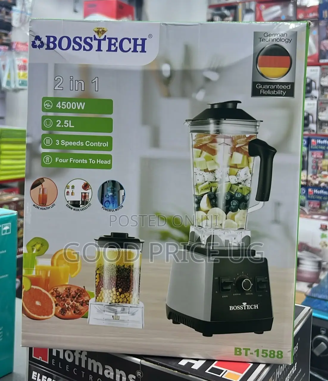 Bosstech Bt-1588 2-in-1 Heavy Duty Commercial Blender,
