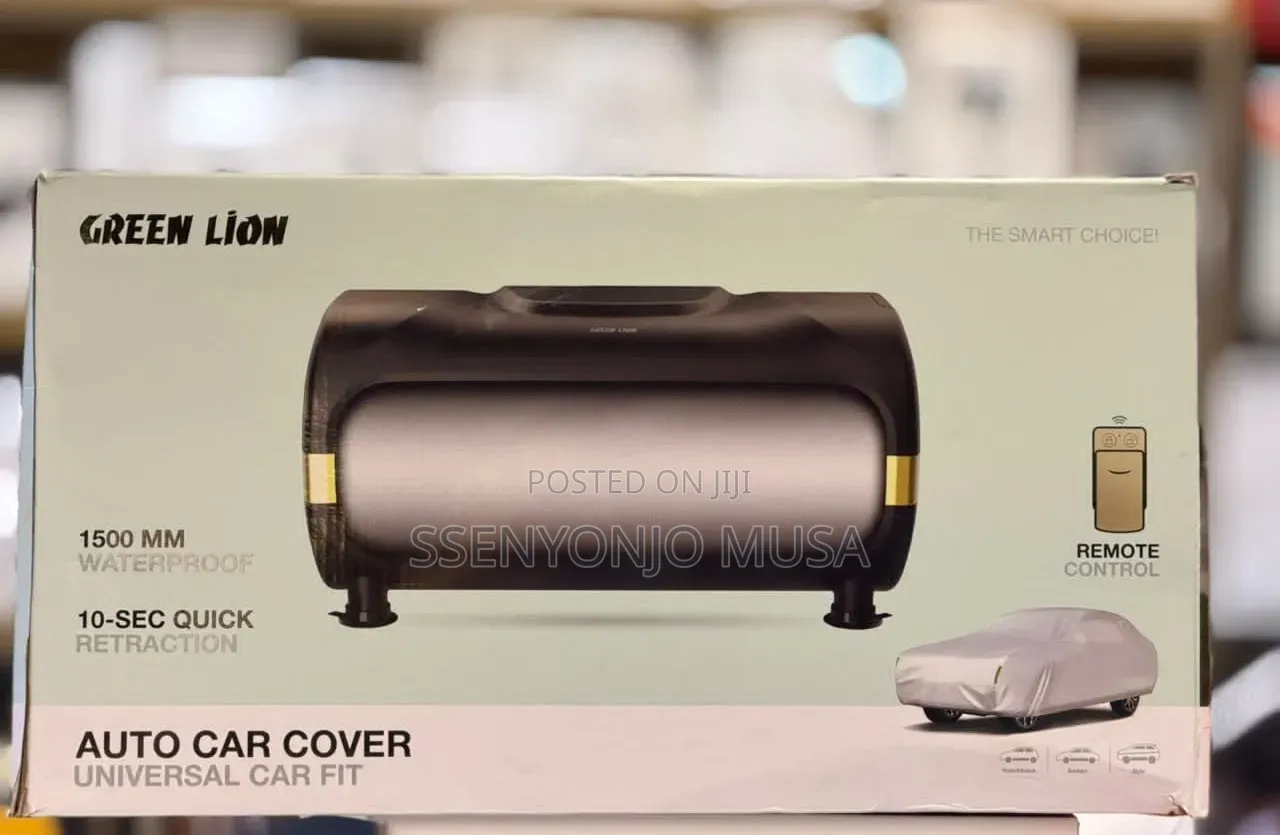 Green Lion Auto Retractable Car Cover With Remote Control - Black