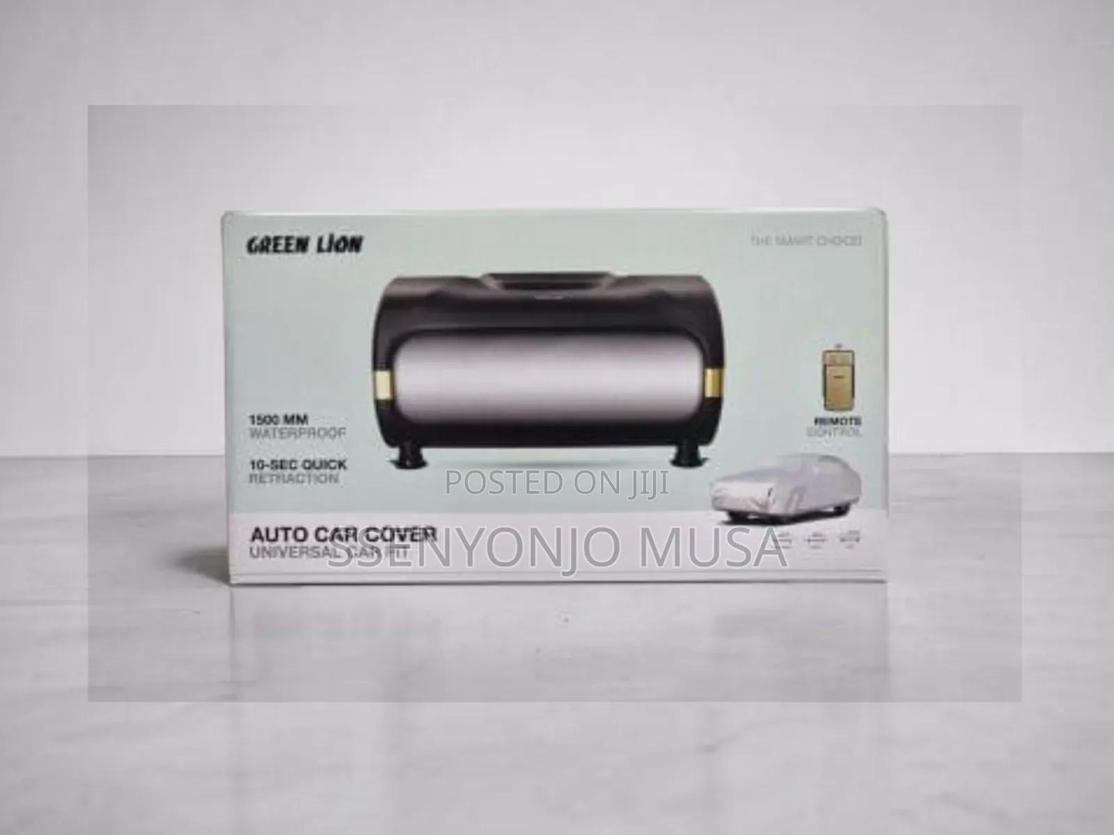 Green Lion Auto Retractable Car Cover With Remote Control - Black