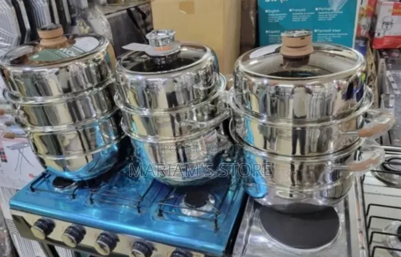 3-Tier Stainless Steel Food Steamer Pots With Tempered Glass Lids .