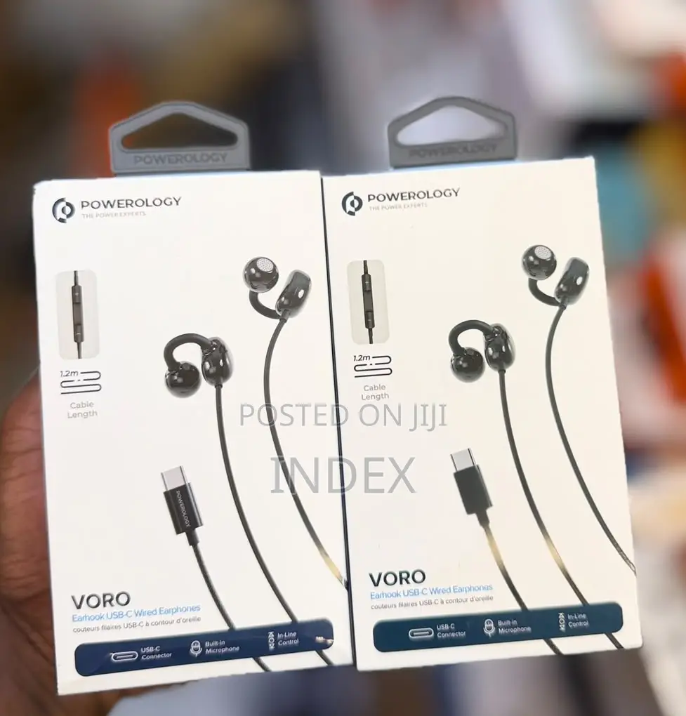 Powerology Voro Earhook Usb C Clip-on Wired Earphones
