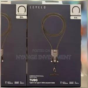 Levelo Tugo Type-C to Type-C Lanyard Cable 60w Power Delivery.