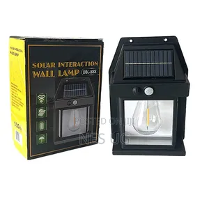 2pcs Bk-888 Solar Interaction Wall Lamp, Motion Sensor, Led Bulb-Black