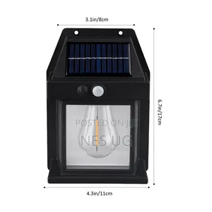 2pcs Bk-888 Solar Interaction Wall Lamp, Motion Sensor, Led Bulb-Black