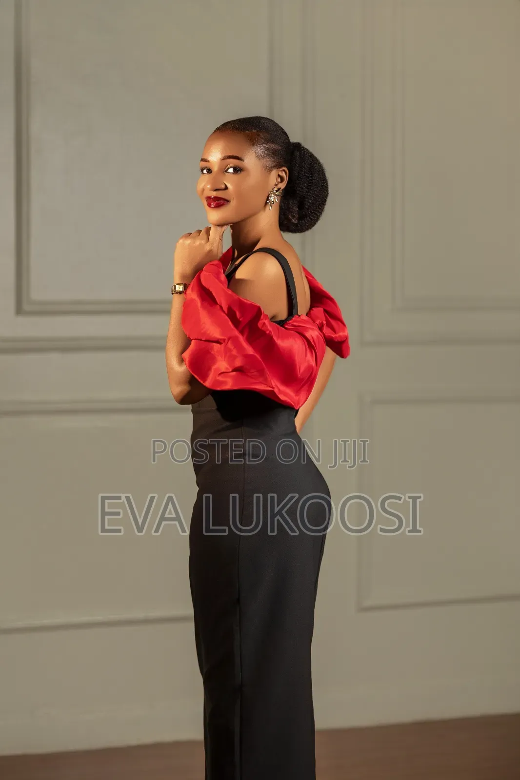 Red Ruffle Statement Dress