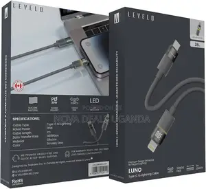 Levelo Luno Type-C to Lightning Cable, 30w, Data Transfer, Silicone