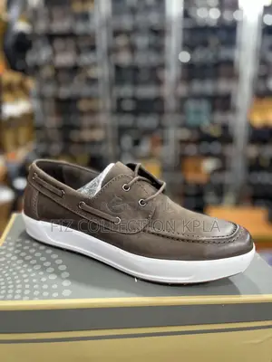 Original Ecco Premium Brown Casual Leather Shoes White Sole