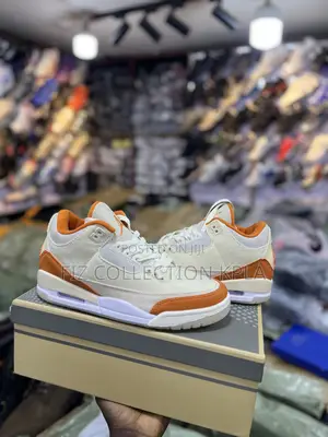 Original Air Jordan 3 Orange White Premium Sneakers