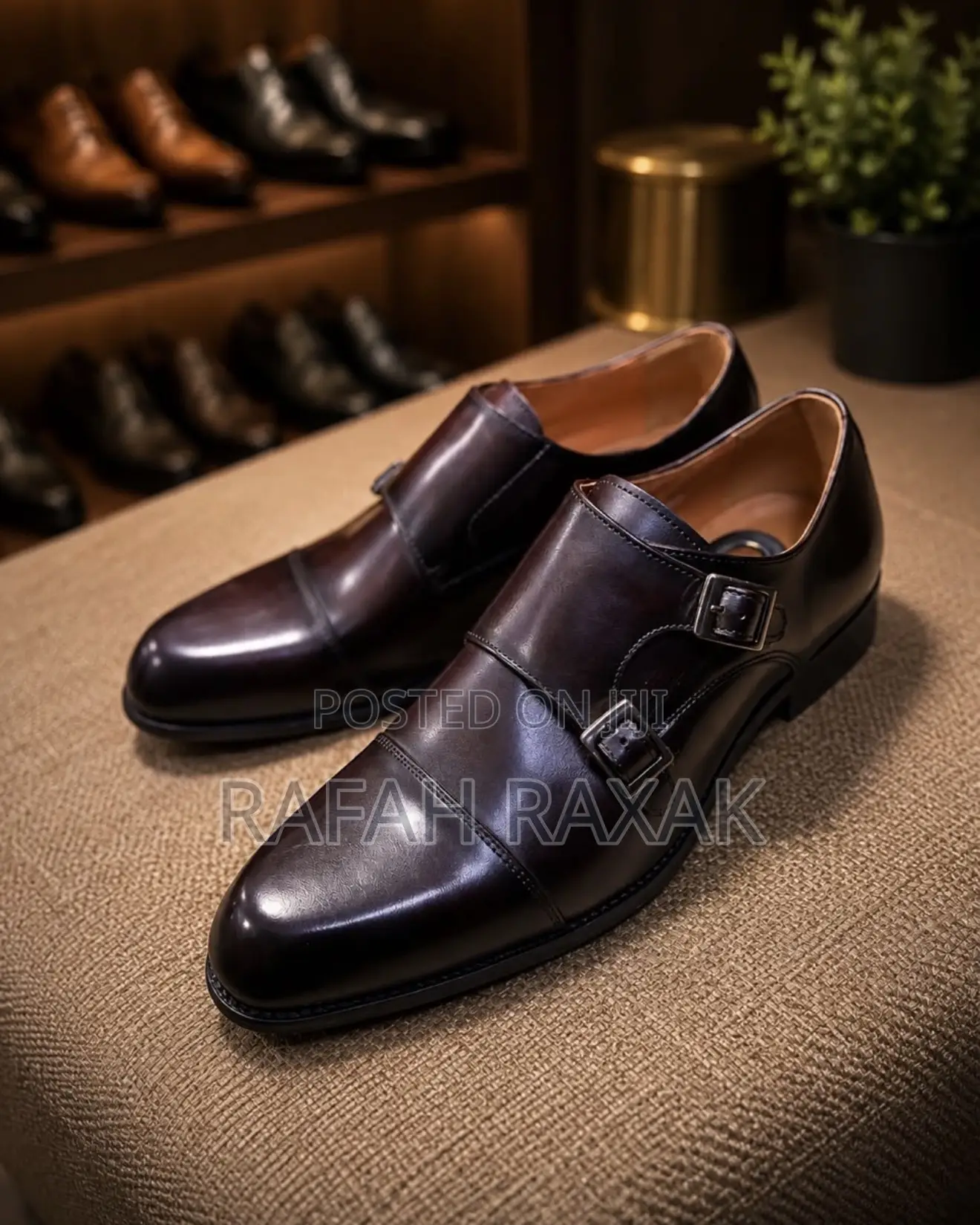 Men’S Classic Dark Tan Double Monk Strap Formal Shoes