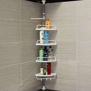 Adjustable Multi Corner Shelf Bathroom Organizer Storage Rack White