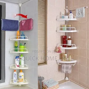 Adjustable Multi Corner Shelf Bathroom Organizer Storage Rack White