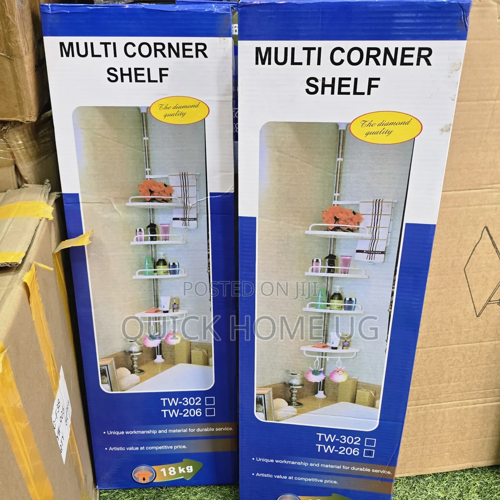 Adjustable Multi Corner Shelf Bathroom Organizer Storage Rack White