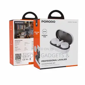 Porodo Wireless Lavalier Microphone Set – 22.5h Working Time