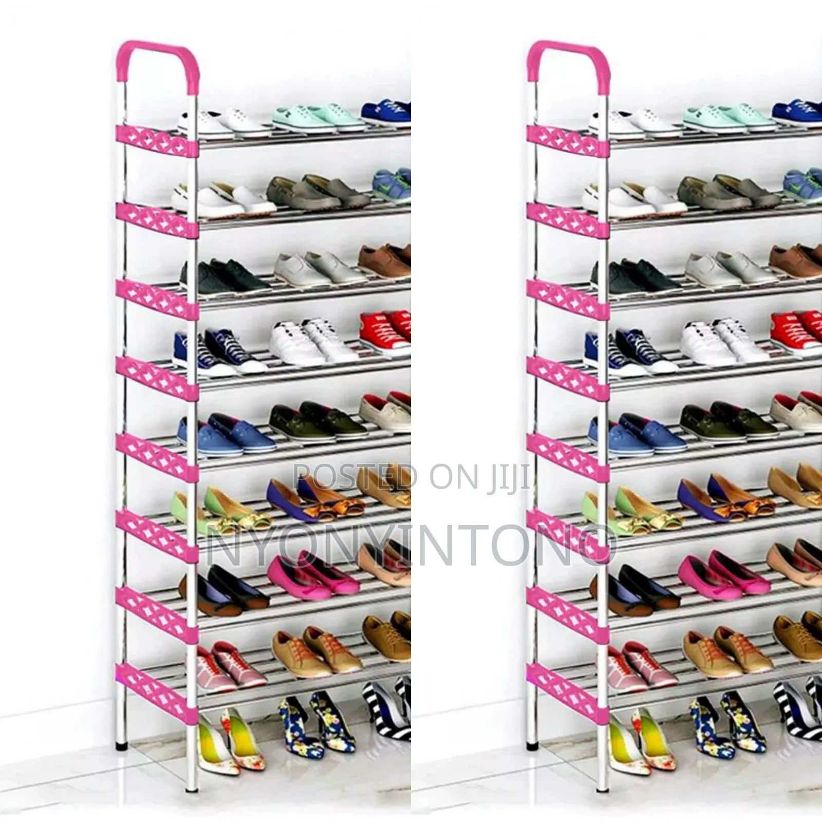 8layer Strong Metallic Pink Shoe Rack