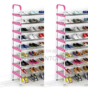 8layer Strong Metallic Pink Shoe Rack