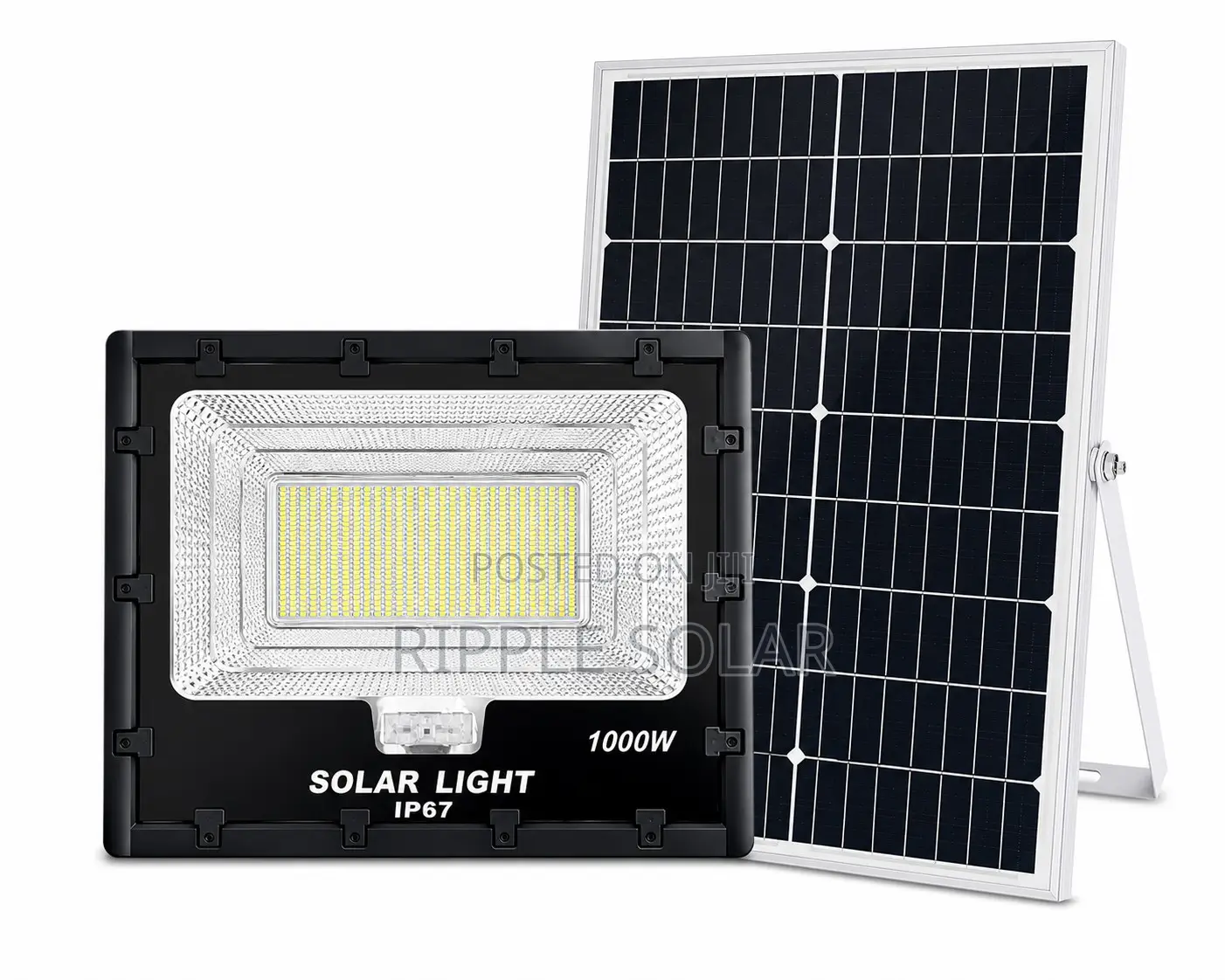 1000w Solar Flood Light With Panel & Remote Ip67 Outdoor Security