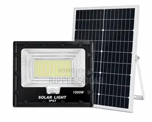 1000w Solar Flood Light With Panel & Remote Ip67 Outdoor Security