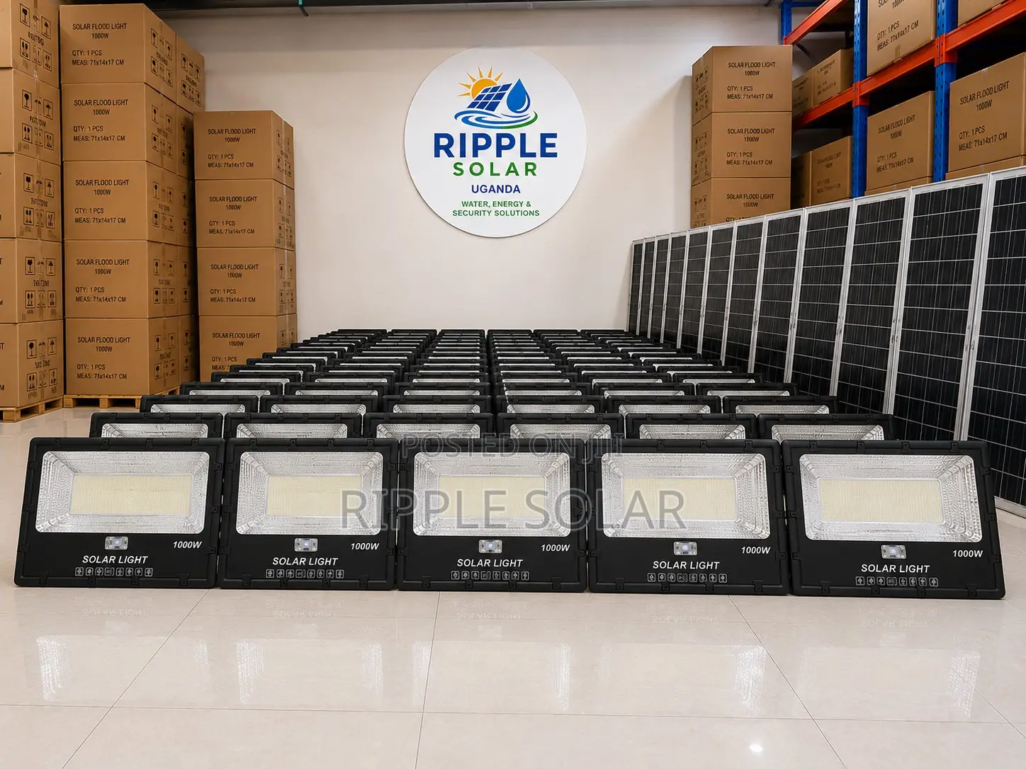 1000w Solar Flood Light With Panel & Remote Ip67 Outdoor Security