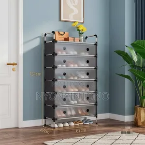 7layer Black Dust Proof Shoe Rack