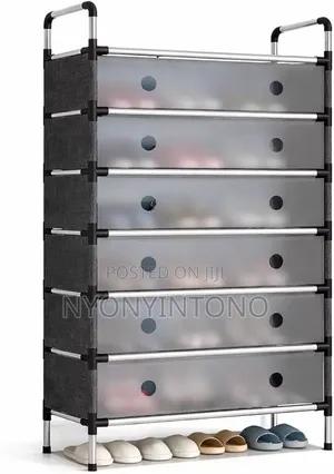 7layer Black Dust Proof Shoe Rack