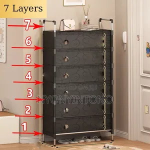 7layer Black Dust Proof Shoe Rack