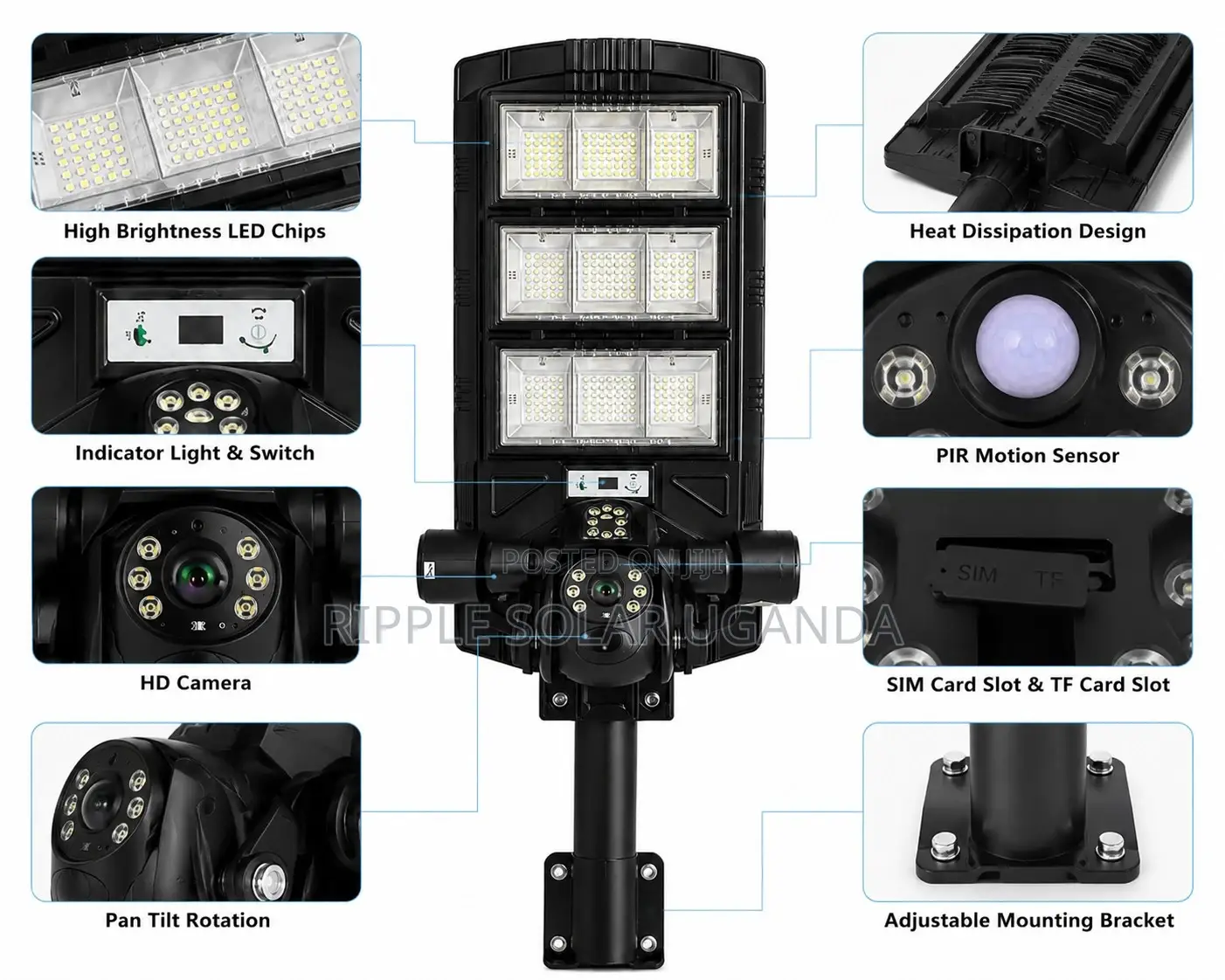 450W Solar CCTV Street Light V380 Camera WiFi Security Light