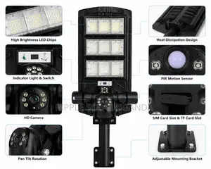 450W Solar CCTV Street Light V380 Camera WiFi Security Light