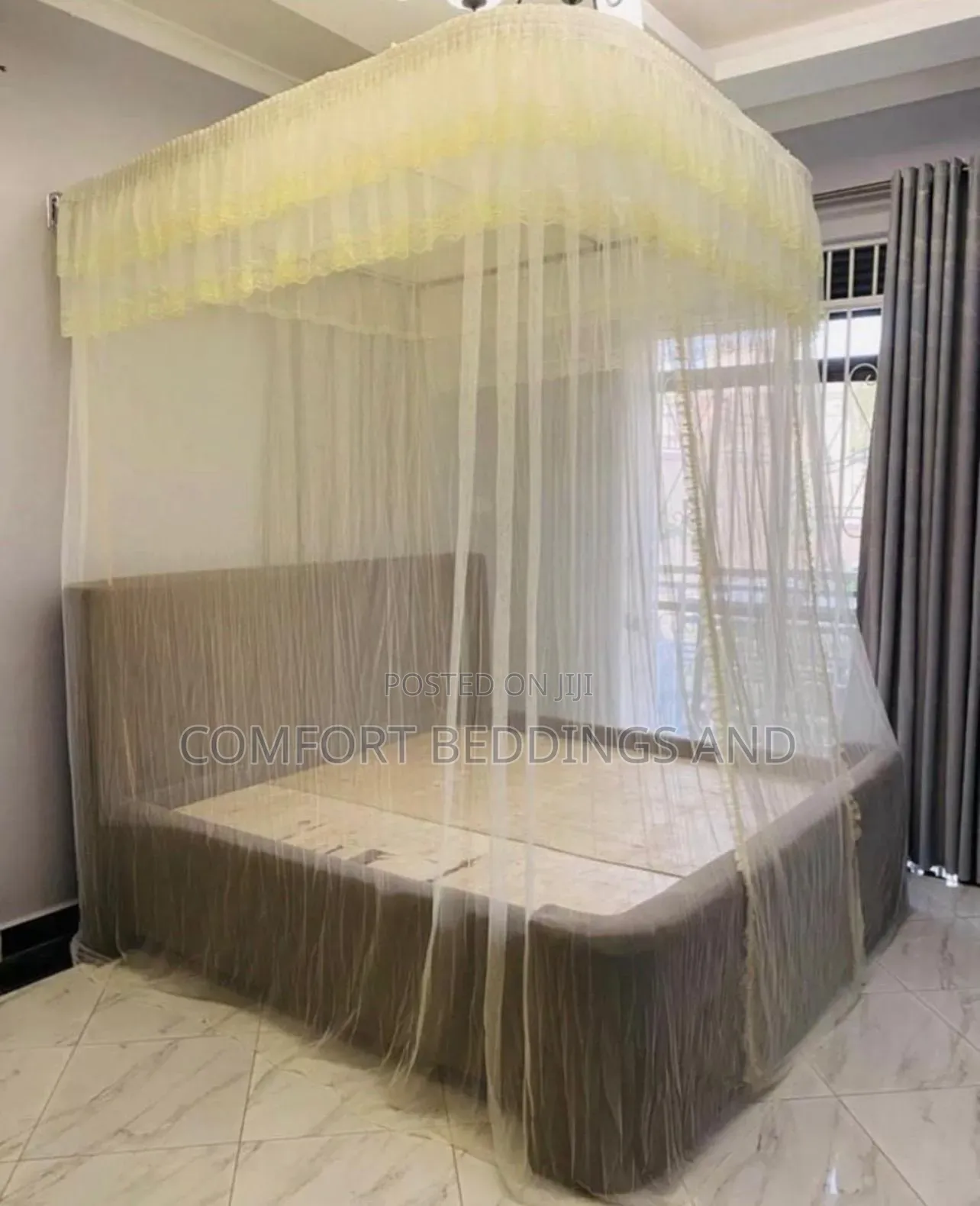 Wall Mount Mosquito Net Cream King Size