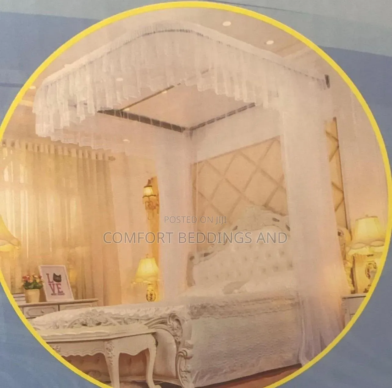 Wall Mount Mosquito Net Cream King Size