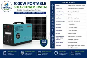 1000w Portable Solar Power System Lifepo4 Battery With 180w Panel