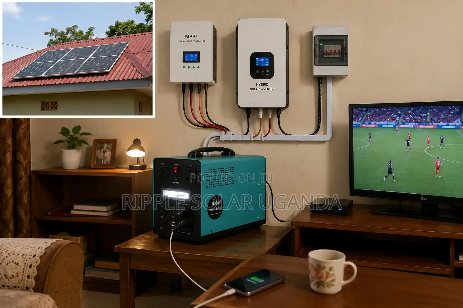 1000w Portable Solar Power System Lifepo4 Battery With 180w Panel