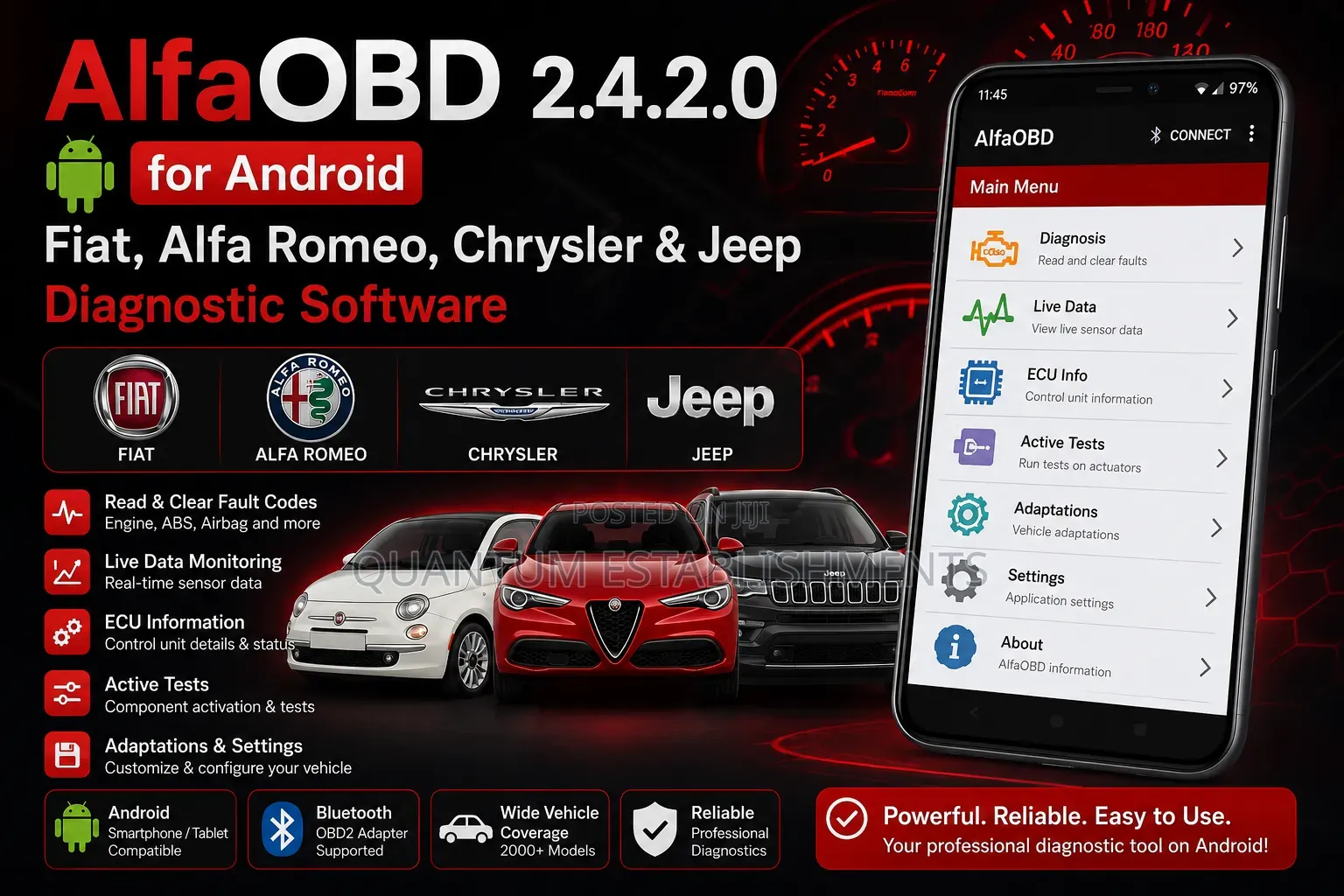 AlfaOBD 2.4.2 |Fiat, Alfa Romeo, Chrysler and Jeep Diagnostic Software