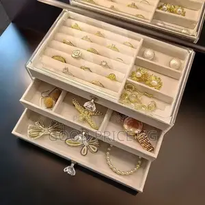 Clear Acrylic 3-Drawer Velvet Jewelry Organizer Box,