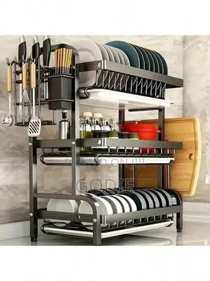 3-Tier Black Stainless Steel Dish Drying Rack