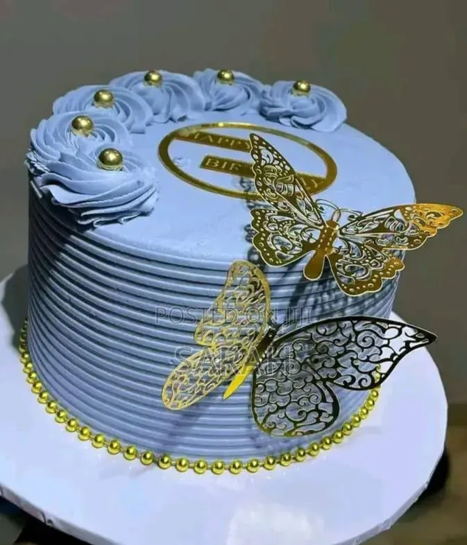 Blue-Frosted Birthday Cake.