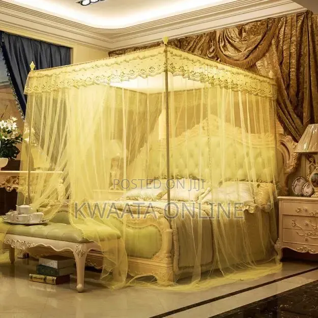 4 Corners Bed Curtain Canopy Mosquitoe Net With Stands