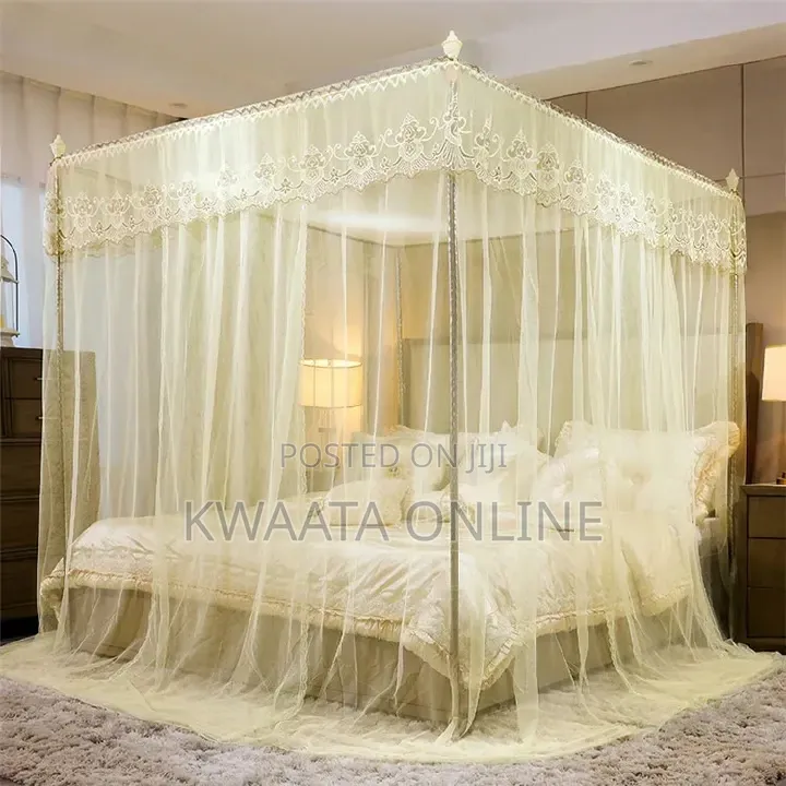 4 Corners Bed Curtain Canopy Mosquitoe Net With Stands