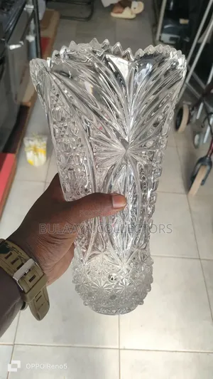 UK Used Clear Crystal or Pressed Glass Flower Vase.