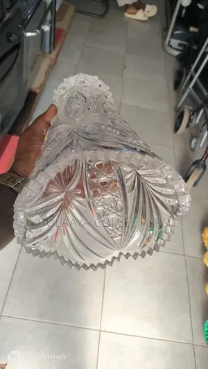 UK Used Clear Crystal or Pressed Glass Flower Vase.