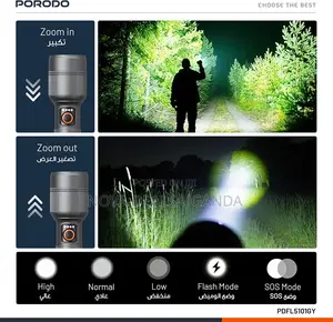 Porodo Lumalite 1200 Rechargeble Flashlight 30W, IPX5, 500M Coverage