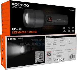 Porodo Luminate Rechargeble Flashlight Torch 30W